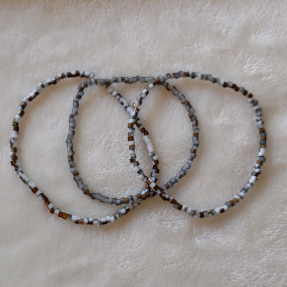 3 mini glass bead bracelets